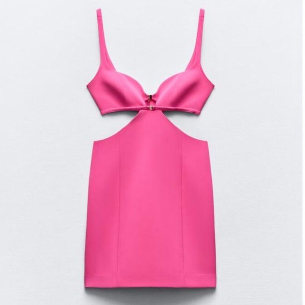 Hot pink mini dress with cut outs Zara (new)